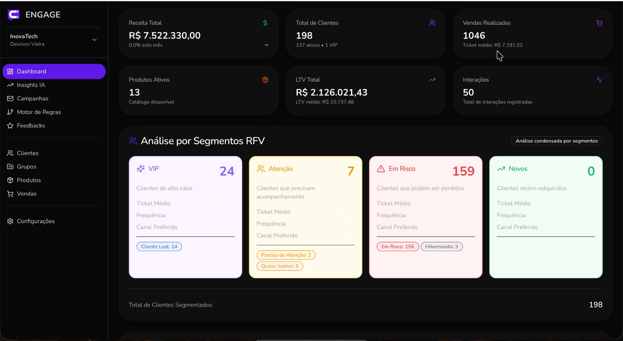 Health Score Dashboard — Engage LTV Platform